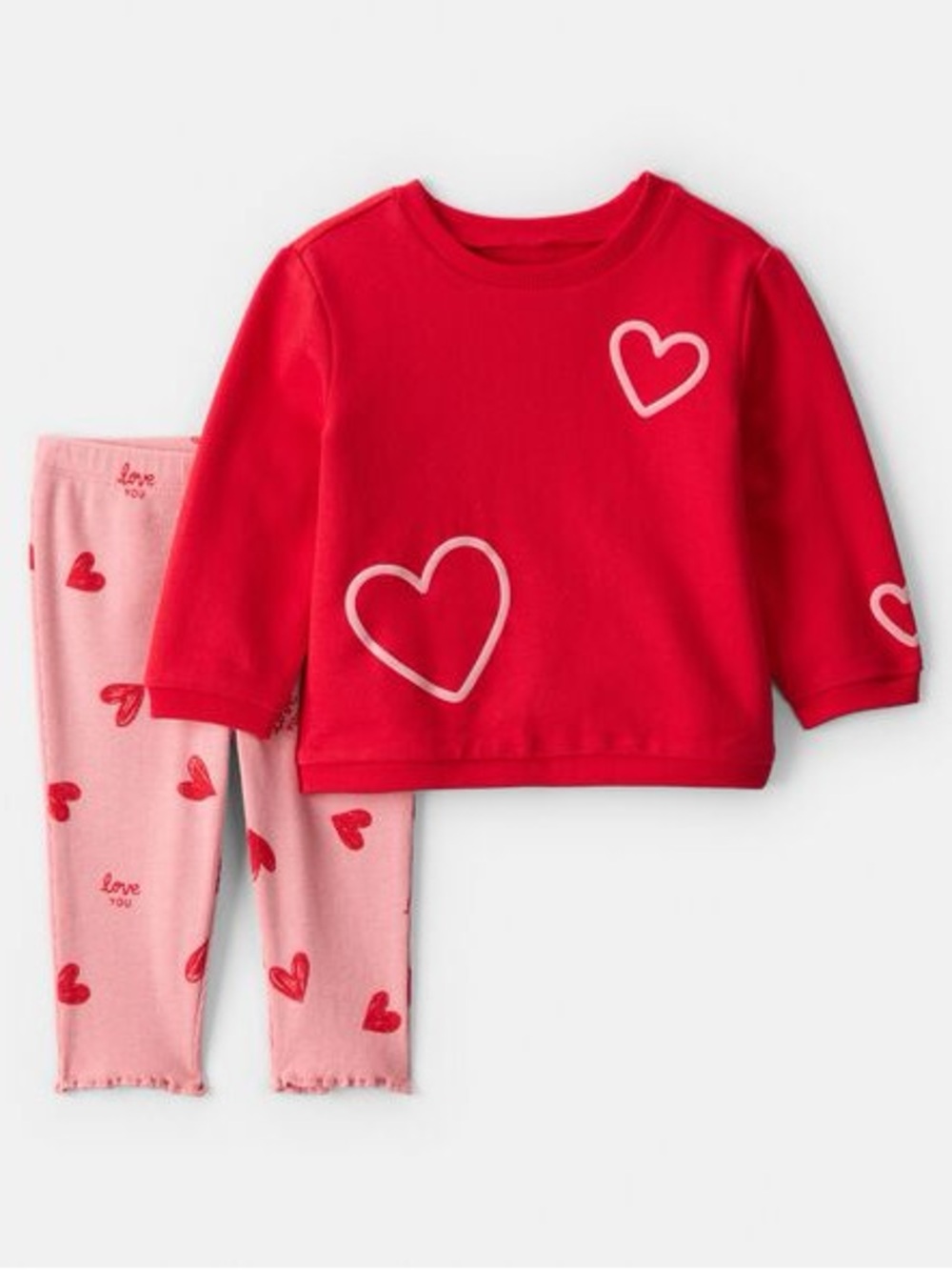 Carter’s Baby Girl Heart 2-Piece French Terry Sweatshirt and Pants Set Size 3 M